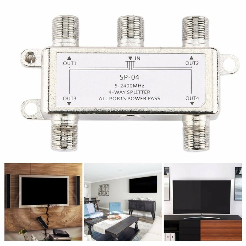 4 Way 4 Channel Satellite/Antenna/Cable TV Splitter Distributor Receiver 5-2400MHz For SATV/CATV X6HB Low Insertion Loss