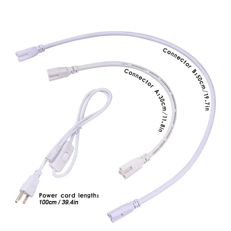 Konektor Kabel Listrik Plug Tabung T8 Saklar ON/OFF 100Cm Kabel Listrik Ekstensi 30/50Cm Kabel Koneksi untuk Lampu Bar LED