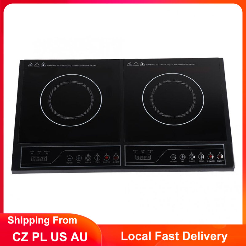 Cocina de Inducción Smart cocina doble placa de inducción horno eléctrico de Touchpad de la cocina de inducción 220V 3400W