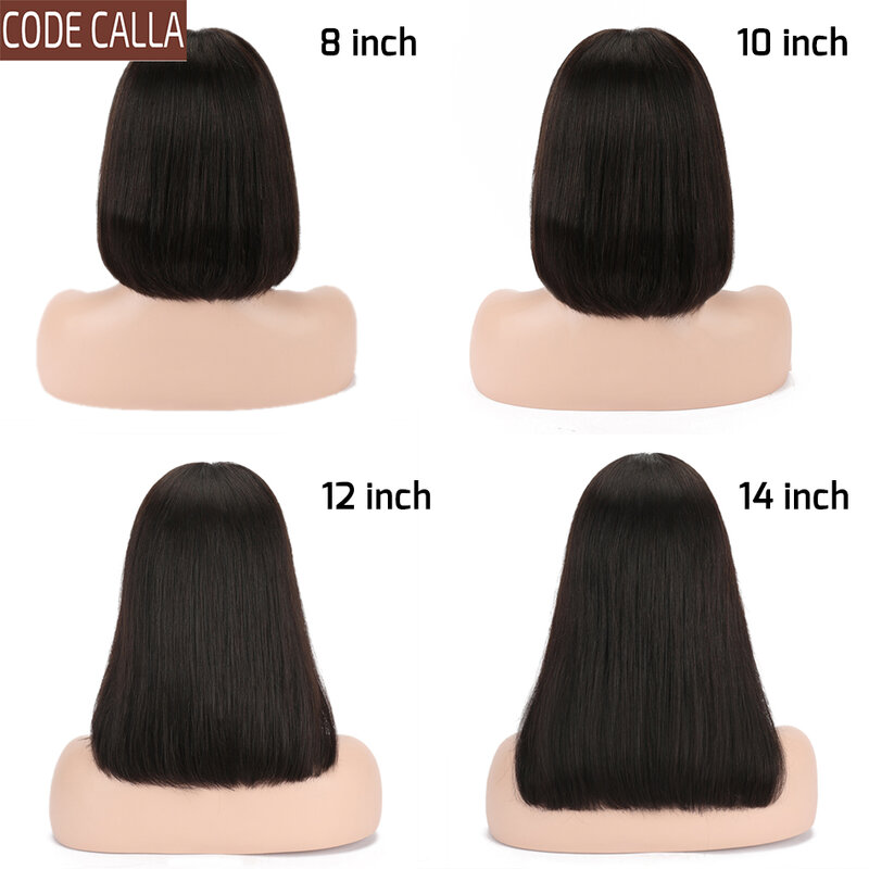 Peruca bob curta 13x1, peruca de cabelo humano com renda frontal 4x4 para mulheres negras, brasileira, lisa, corte bob frontal