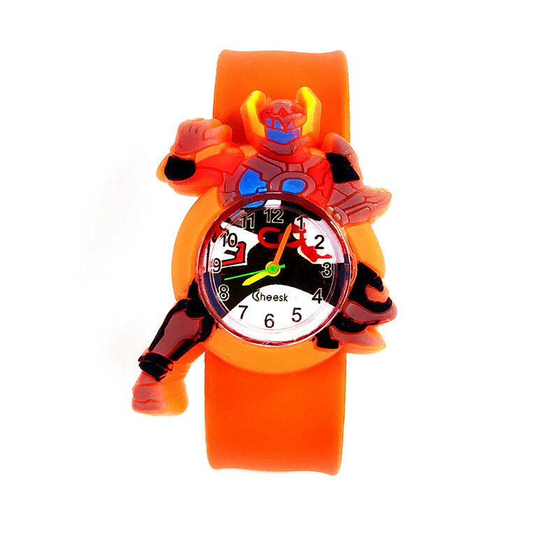 ثلاثية الأبعاد درع بطل الأطفال ساعة للبنين سيليكون كوارتز صفعة ساعات للأطفال الكرتون روبوت عيد الأطفال ساعة للهدية للفتيات