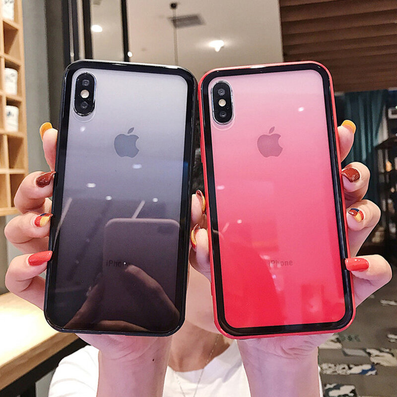 Luxus Transparent Gradienten Telefon Farbverlauf Weiche Kante + Acryl Platte Fall Für iPhone 11 Max XR X 8 7 plus 6S Fall Abdeckung