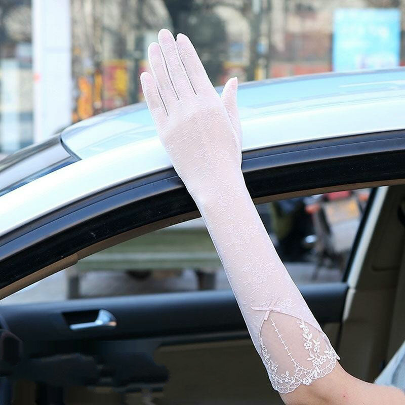 Cool Lace Gloves Summer Fashion Long Lace Sunscreen Gloves Women's Anti-Uv Touch Screen Gloves Thin Breathable Gloves