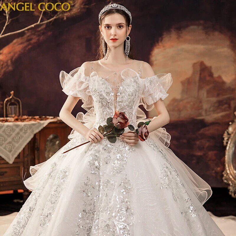 Sukienka ciążowa księżniczka suknia ciążowa Off ramię aplikacja przepiękna suknia balowa suknia ślubna luksusowa szata De Soiree