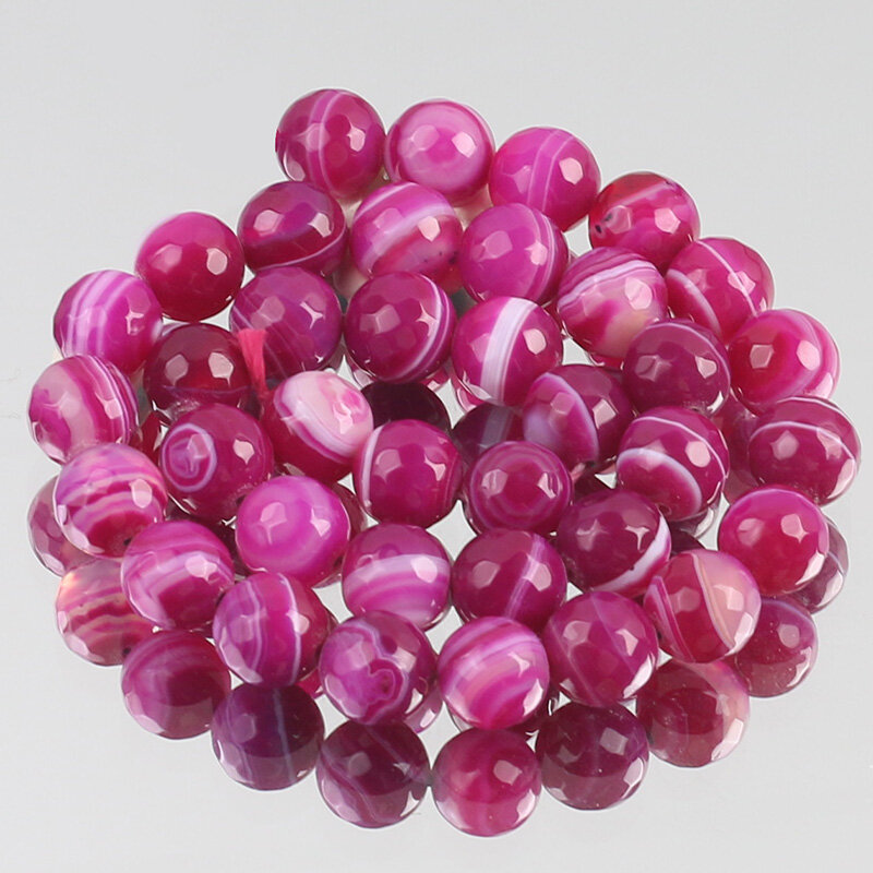 Natural Rose Red Agates Onyx Stone Bead Smooth Loose Spacer Beads For Jewelry Making Diy Bracelet Accessories