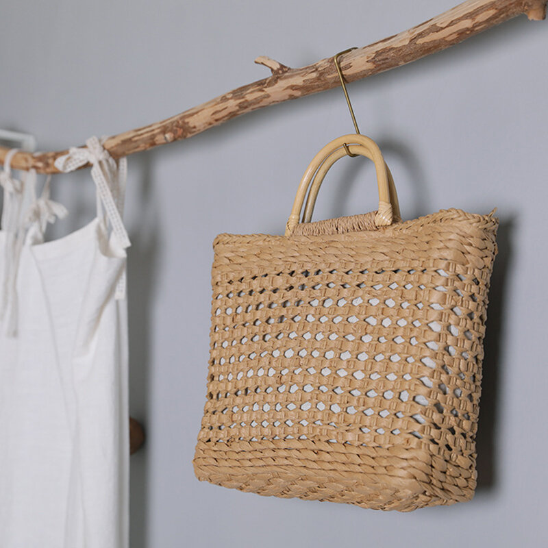 Basket Beach Straw Bags for Women Summer Vacation Ladies Tote Bag Large Capacity Crochet Women`s Handbag Tassel Hollow Out 2021