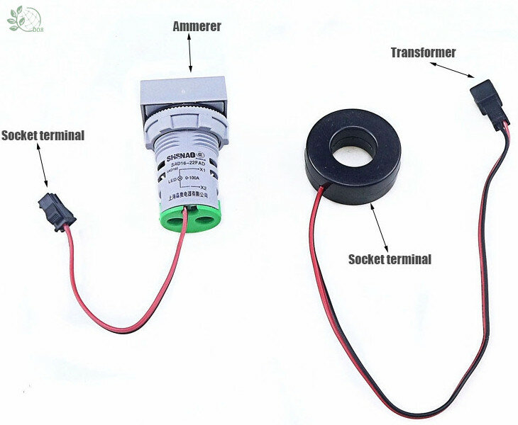 Voltímetro Digital LED para coche, indicador de voltaje de 22MM AC20-500V 0-100A, luz piloto, amperímetro, medidor de corriente