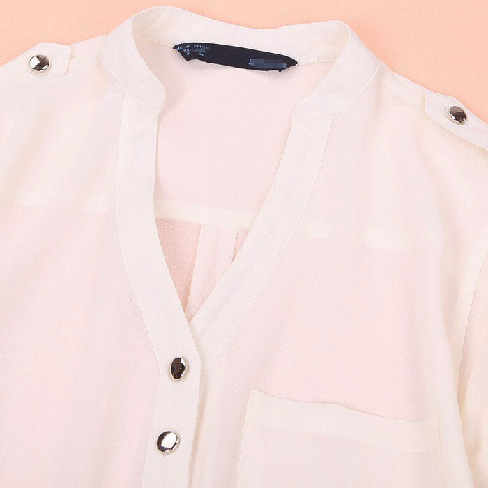 Women Blouse Button V Neck Spring Summer V-neck Chiffon fabric Long Sleeve Casual Shirt Office Lady Elegant Blouse Shirt Tops P5