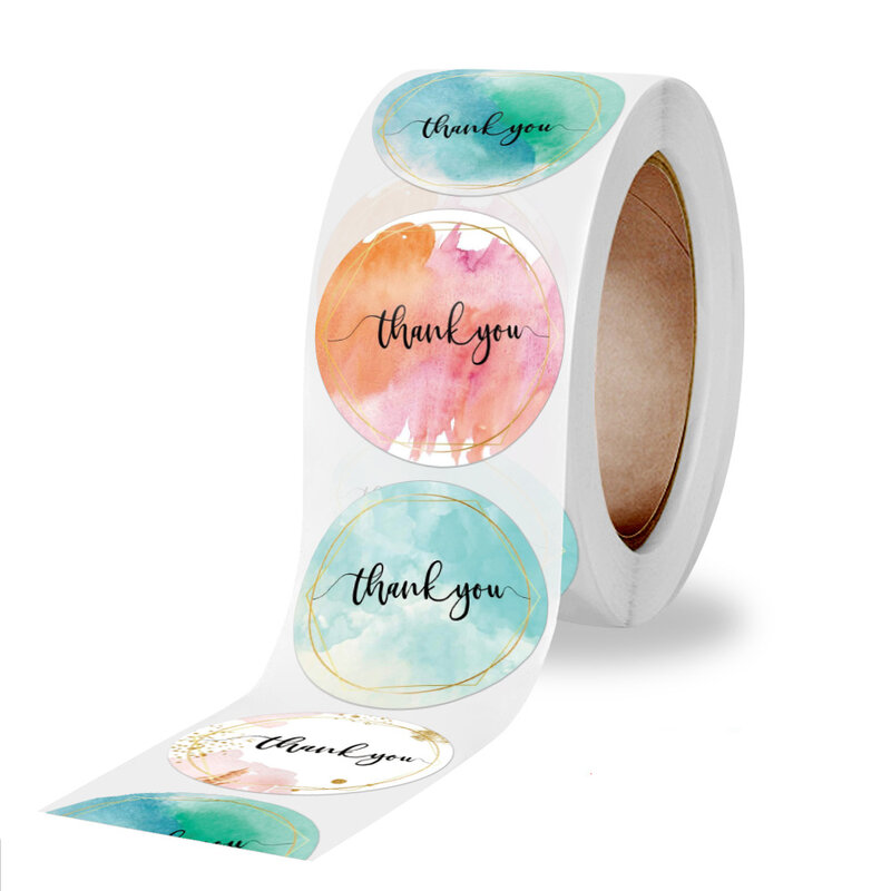 500pcs Color graffiti Thank You Sticker 1 Inch Round Decor Sealing Labels for Order Business Gift Bags Envelopes Seal
