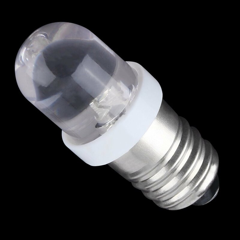 ทนทาน E10 LED สกรูตัวบ่งชี้ฐานหลอดไฟสีขาว6V DC สูงความสว่างหลอดไฟเย็นสีขาว