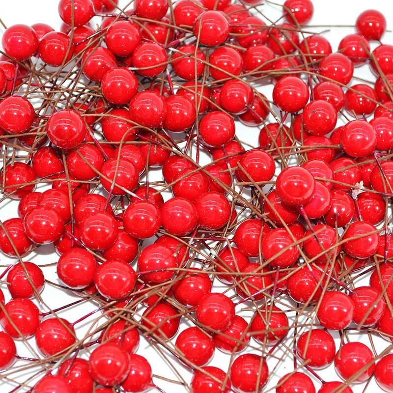 200Pcs bacche di natale artificiali bacche di ciliegio rosse per ghirlanda di natale che fanno decorazioni regalo di capodanno ornamento dell'albero di natale