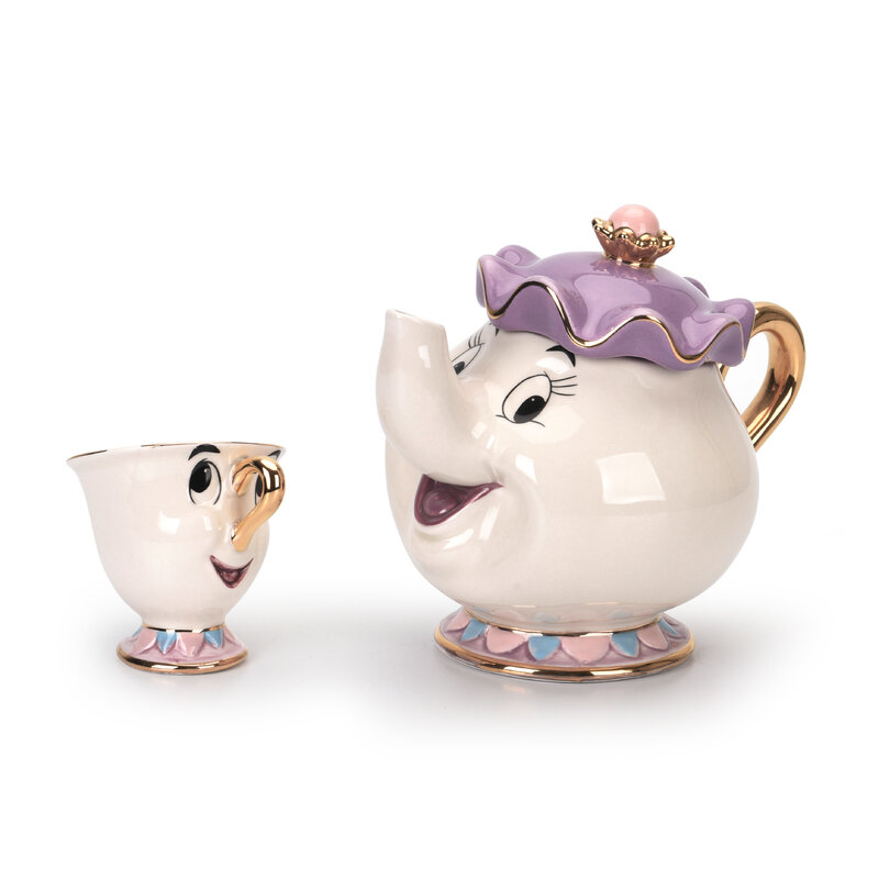 Nova beleza dos desenhos animados e a besta bule caneca mrs potts chip xícara de chá um conjunto adorável agradável presente rápido pós frete grátis