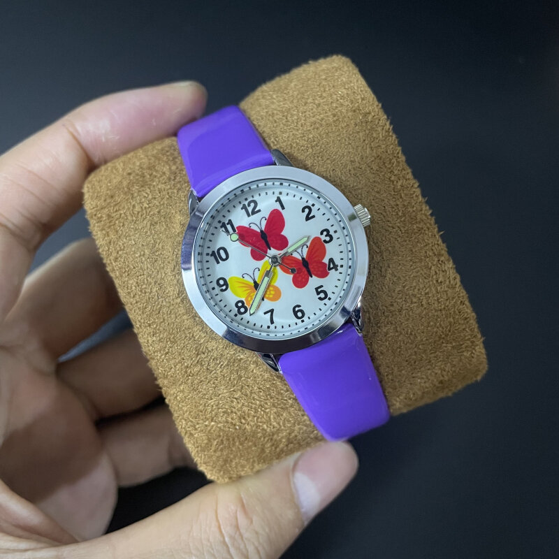 2022 prezent urodzinowy dla dzieci Wrist Watch Casual Leather Cartoon świecący zegar różowa czerwona dziewczyna zegarki Montre Enfant