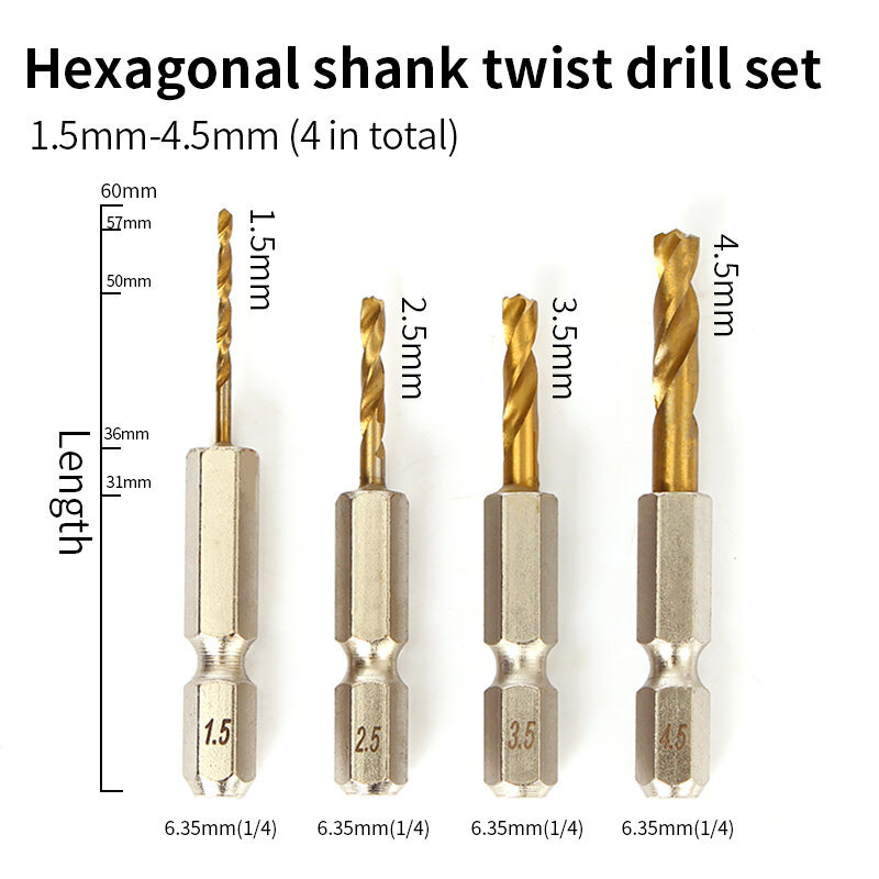 Hexagonal Handle 1/4 Inch Sudut Plat Besi Stainless Steel Khusus Drill Set Q Jenis Ultra Short Lubang Bor 1.5-13Mm