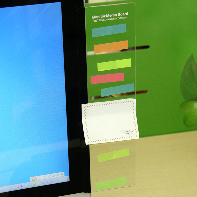 1PC plastikowy Monitor wiadomość tablica pamiątkowa na kartki samoprzylepne zakładki telefony ekran PC monitory komputerowe Panel boczny Planner