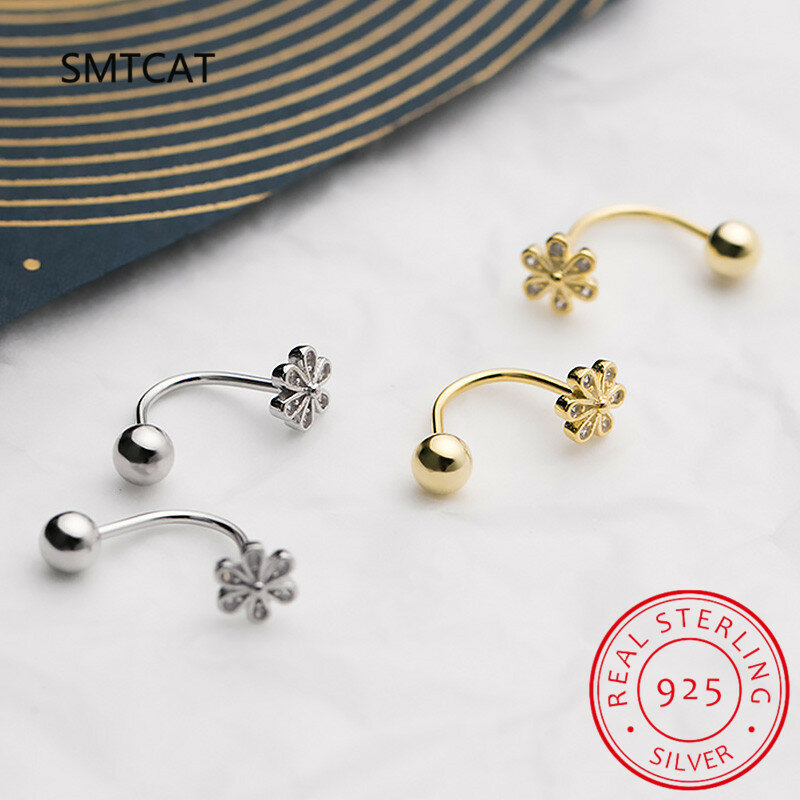 Orecchini Piercing in argento Sterling 925 romantico fiore a cinque petali moda orecchino a bottone per adolescenti gioielli da sposa semplici da donna BKEJ541