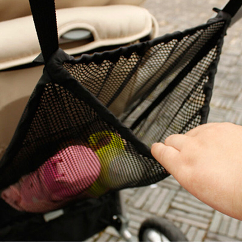 Red grande para colgar accesorios de cochecito de bebé del bolsillo de almacenamiento de pañales de botella de malla de cochecito de bebé