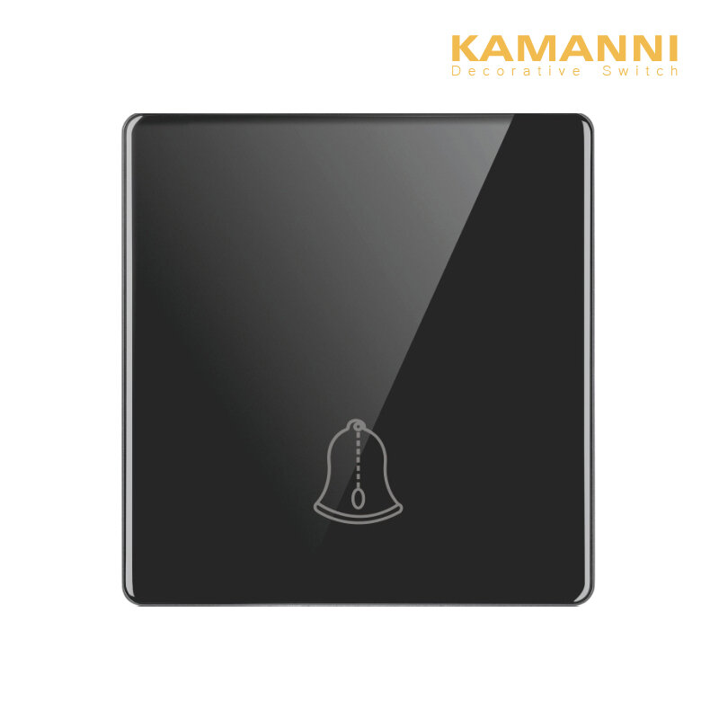 Kamanni interruptor de campainha de parede, tamanho 86mm * 86mm, casa lembrar botão painel de cristal de vidro temperado, interruptor de botão de reset automático