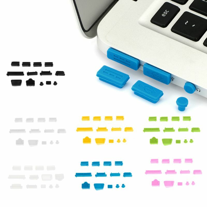 13 piezas Anti-polvo tapones de silicona suave de puerto de datos USB Protector Set para Jacks a prueba de polvo cubierta de tapón de cubierta de Notebook accesorios