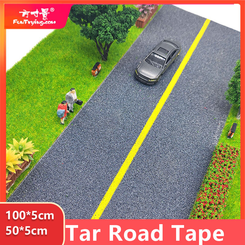 100*5cm modello Interstate Road Models nastro adesivo con adesivo posteriore Grey Tar Road Railway Landscape Modeling Country Road