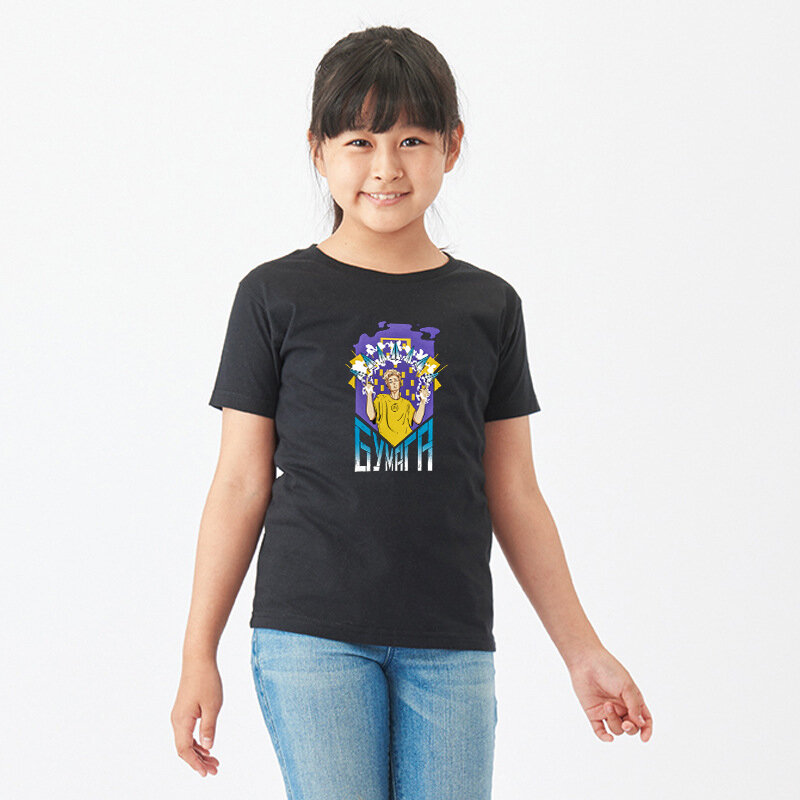 Camisetas de algodón 100% para niños y adultos, camisetas con estampado de papel Merch A4, ropa familiar informal, moda