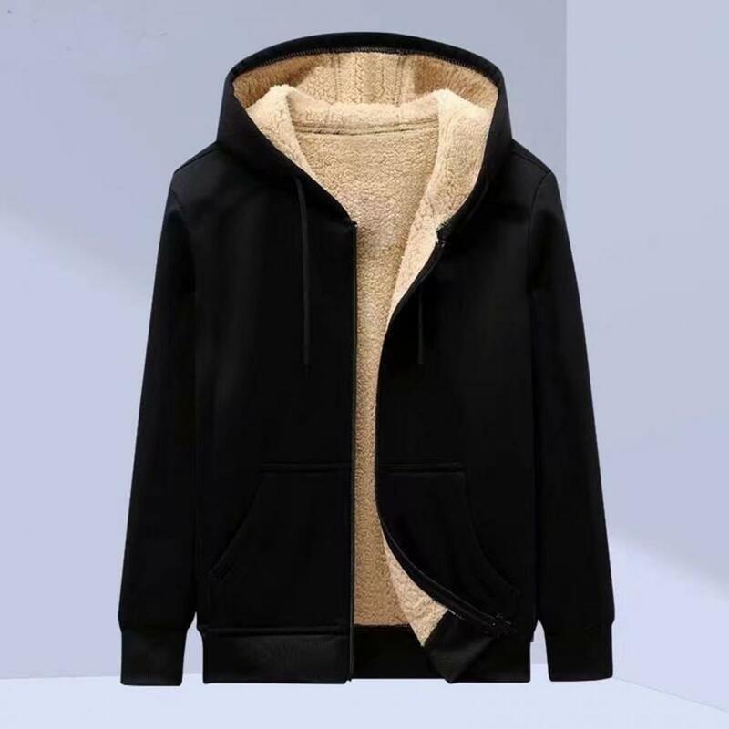 Men Coat Solid Color Long Sleeve Hooded Zipper Autumn Pants for Daily Wear