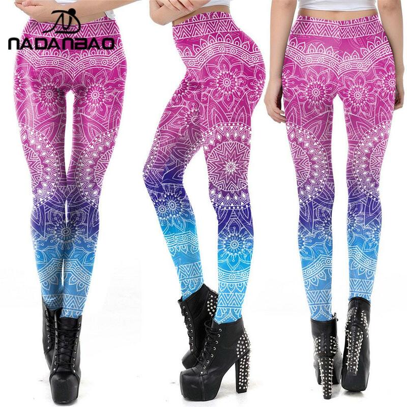 NADANBAO New Design Mandala Printing Women Leggings For Fitness Workout Legins High Waist Ankle -pants Outside Leggins XL Size