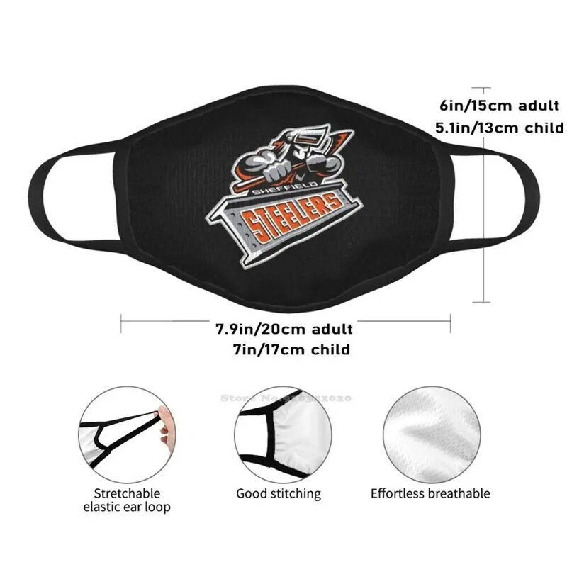 Maschera per bocca da esterno traspirante a prova di polvere per Steelers di bristol Steelers Sport di Hockey su ghiaccio Uk British Hockey League Elite