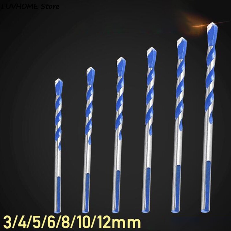 1PCS Blue 3mm To 12mm  Multifunctional Glass Drill Bit Twist Spade Drill Triangle Bits For Ceramic Tile Concrete Glass Marble