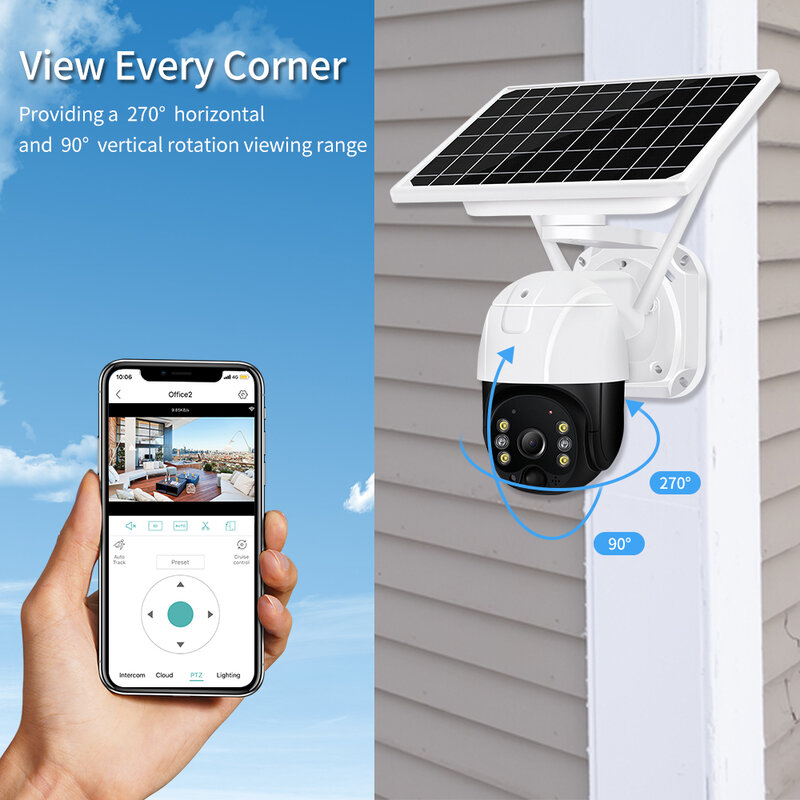 5mp Solar camaras de vigilancia con wifi PTZ para exterior 4G tarjeta SIM detección humana Audio inalámbrico visión nocturna a Color batería camara videovigilancia
