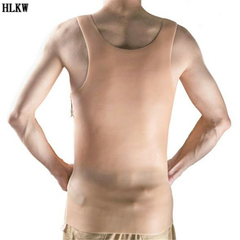 Vestido cruzado de silicona Artificial para hombre, cuellos de alta calidad, pecho falso, vientre, masculino, suave