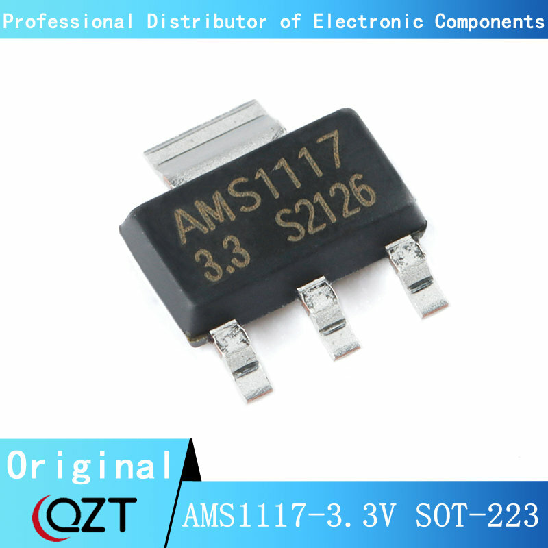 Chip regulador de voltaje SOT223 AMS1117 LM1117 1117 3,3 V 1A SOT-223, Nuevo punto, 10 unids/lote, AMS1117-3.3