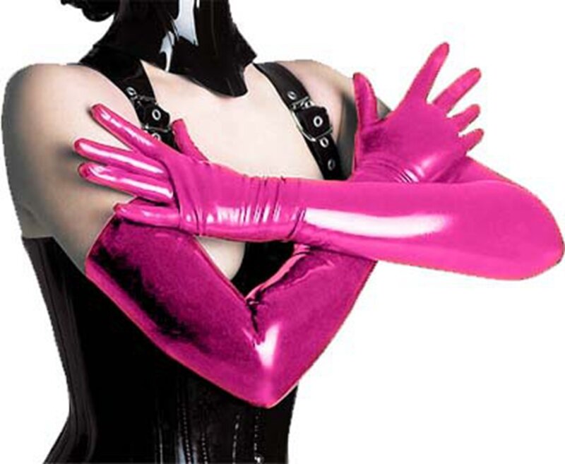Lakleer Punk Handschoenen Glanzende Lange Handschoen Erotische Vrouwen Clubkleding Cosplay Kostuums Accessoire