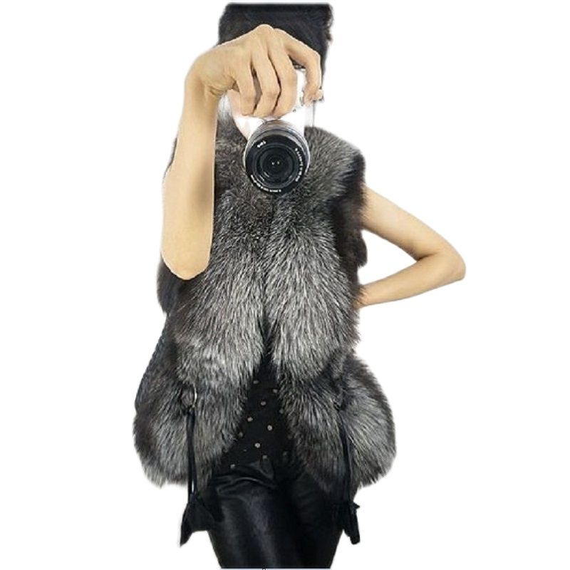 Rompi Musim Dingin Wanita Jaket Pendek Kerah Bulu Palsu Hangat Mantel Pakaian Luar Kulit untuk Mantel Mode Wanita Rompi Bulu Palsu Musim Gugur 2022