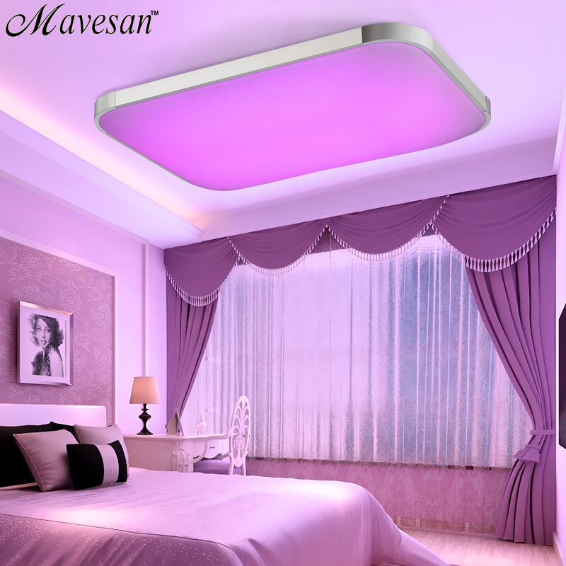Plafonniers LED modernes pour salon lustres carrés plafoniera led gradateur RGB plafonniers chambre luminaria teto à distance