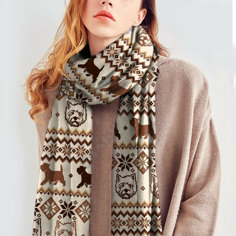 귀여운 웨일스 어 Corgi 3D 인쇄 모방 캐시미어 스카프 가을과 겨울 짙은 따뜻한 목도리 스카프