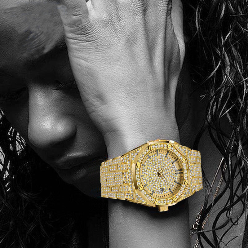 MISSFOX-Reloj de pulsera de cuarzo para mujer, cronógrafo de oro de 18K con calendario, a la moda, con diamantes, marca de lujo, 2020