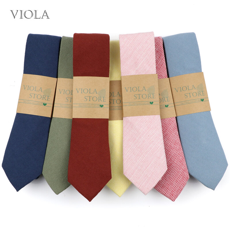 Nuevo colorido sólido 100% algodón cuello corbata 6 cm flaco Rosa cielo azul vestido boda fiesta esmoquin corbata regalo pajarita corbata Mens accesorio