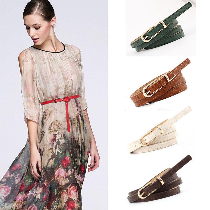 Q-cinturones ajustables de Color caramelo para mujer, cinturones de decoración para mujer, correa de vestido, cinturilla delgada, accesorios de ropa