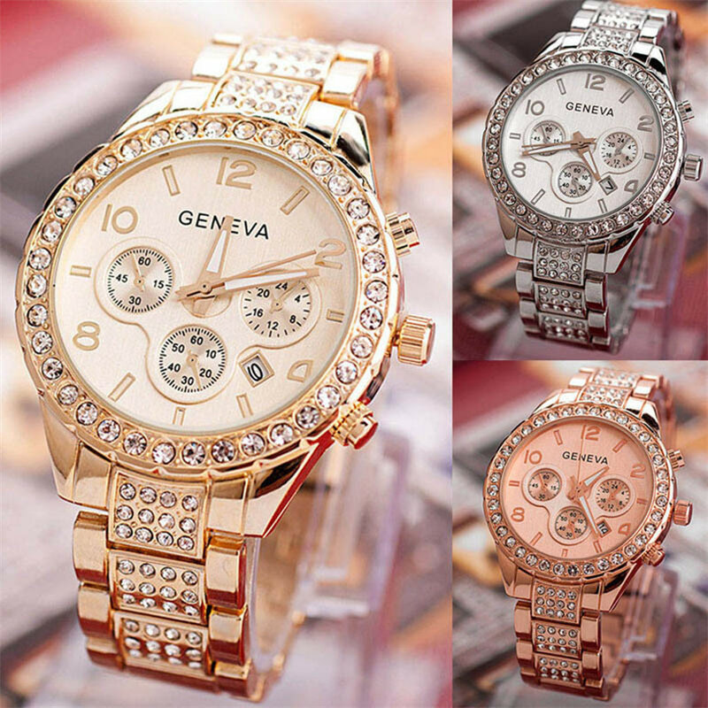 Women's Watches Luxury Ladies Watch Women GENEVA 2020 Watch Women Watches Diamond Rose Gold Roman numerals relogio feminino
