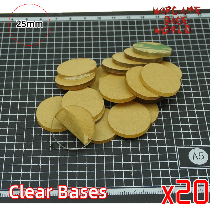 Wargame Base World-BASES transparentes/transparentes para miniaturas, bases transparentes de 25mm