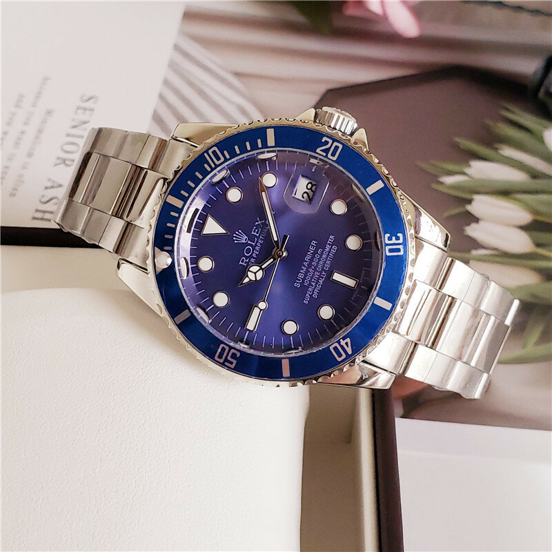 Rolex-relojes mecánicos automáticos para hombre y mujer, reloj de pulsera masculino, resistente al agua, con correa de cuero, 24