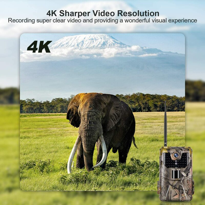 4K/2K لايف فيديو APP كاميرا تعقب خدمة سحابة 4G الخلوية 30MP بث مباشر وسائل الإعلام الصيد كاميرات للرؤية الليلية HC900PRO