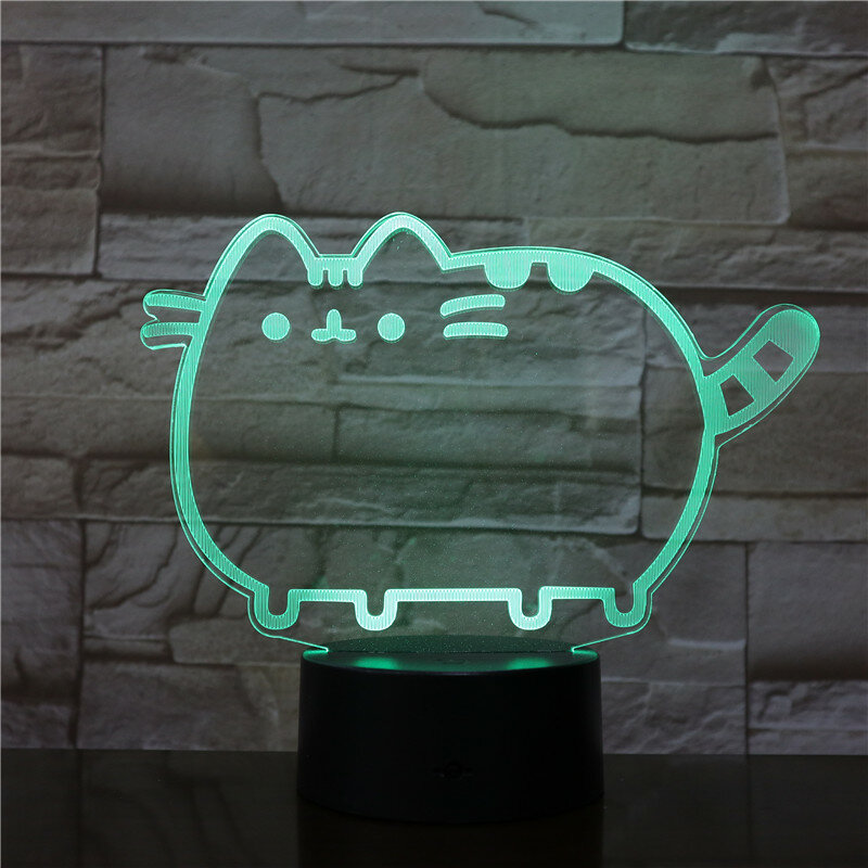 3D Night Lamp Cat with 7 Colors Light for Home Office Decoration Lamp Amazing Visualization luminaria Party Decor Light 2894
