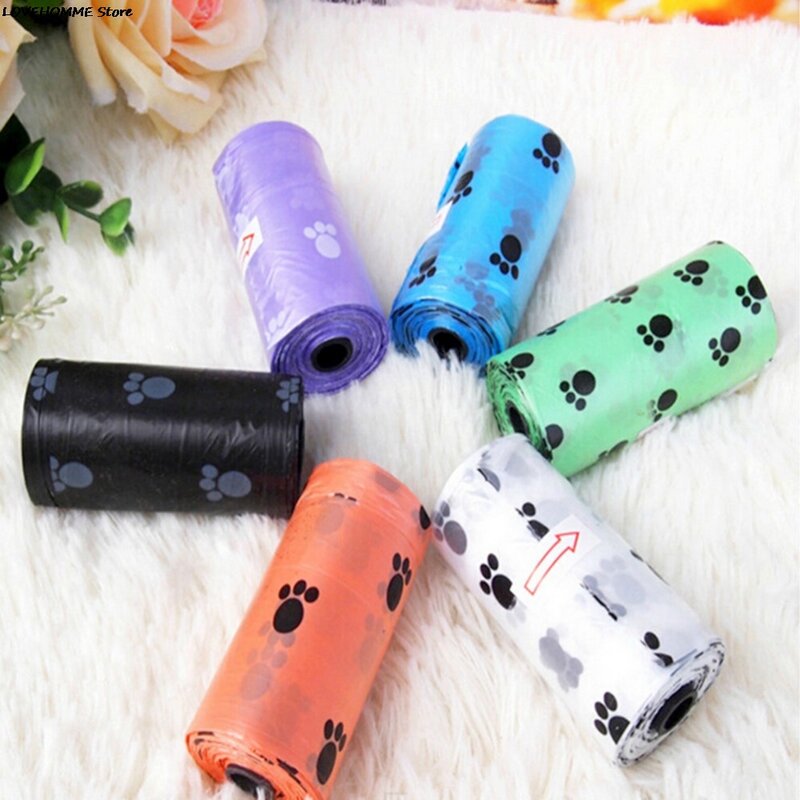 1 Roll Degradable Pet Dog Waste Poop Bag With Printing Doggy Bag For Cat Dog
