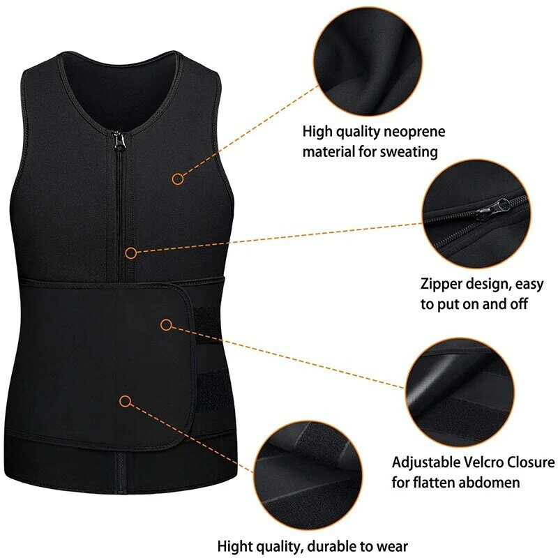 Men Compression Shirt for Body Slimming Tank Top Shaper Tight Undershirt Tummy Control Girdle Waist Trainer Workout Vest Corset