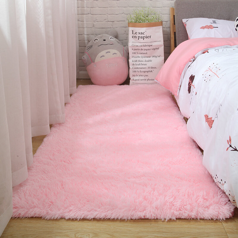 Różowe dywan do sypialni do pokoju dziecięcego śliczne dziewczyny podłoga miękka mata dekoracja salonu białe puszyste duże dzieci nocne dywaniki