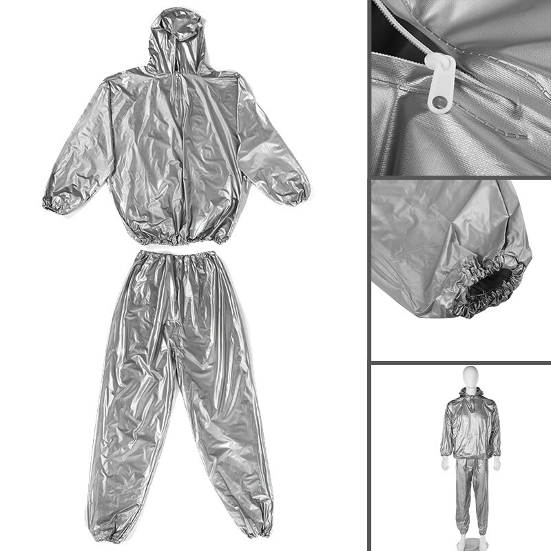 Unisex Sauna Suit PVC Fitness Weight Loss Sweating Sauna Suit Exercise Gym Hoodies Pullover Sports Suit Calories Burner