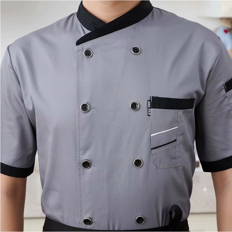 1 pçs logotipo personalizado chef jaqueta catering restaurante chef jaquetas de manga curta unisex camisa design gratuito tamanho M-4XL