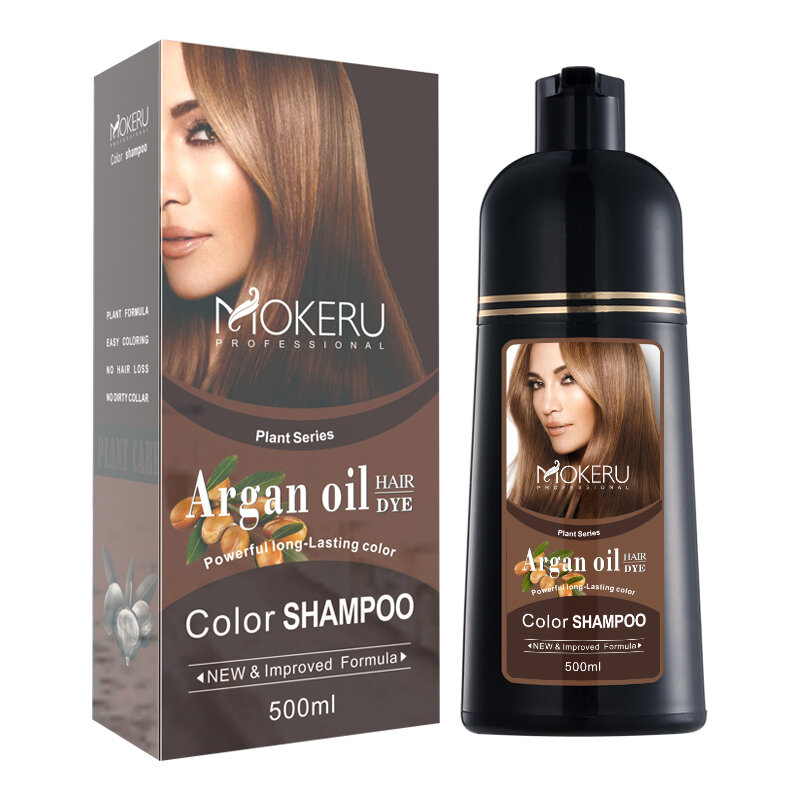 Mokeru 500ml Permanent Hair Dye Shampoo Long Lasting Hair Color Shampoo For Women Beauty Coloring